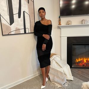 Maniere De Voir Off Shoulder Knit Dress